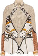 Burberry Unicorn & TB Monogram Print Silk Shirt