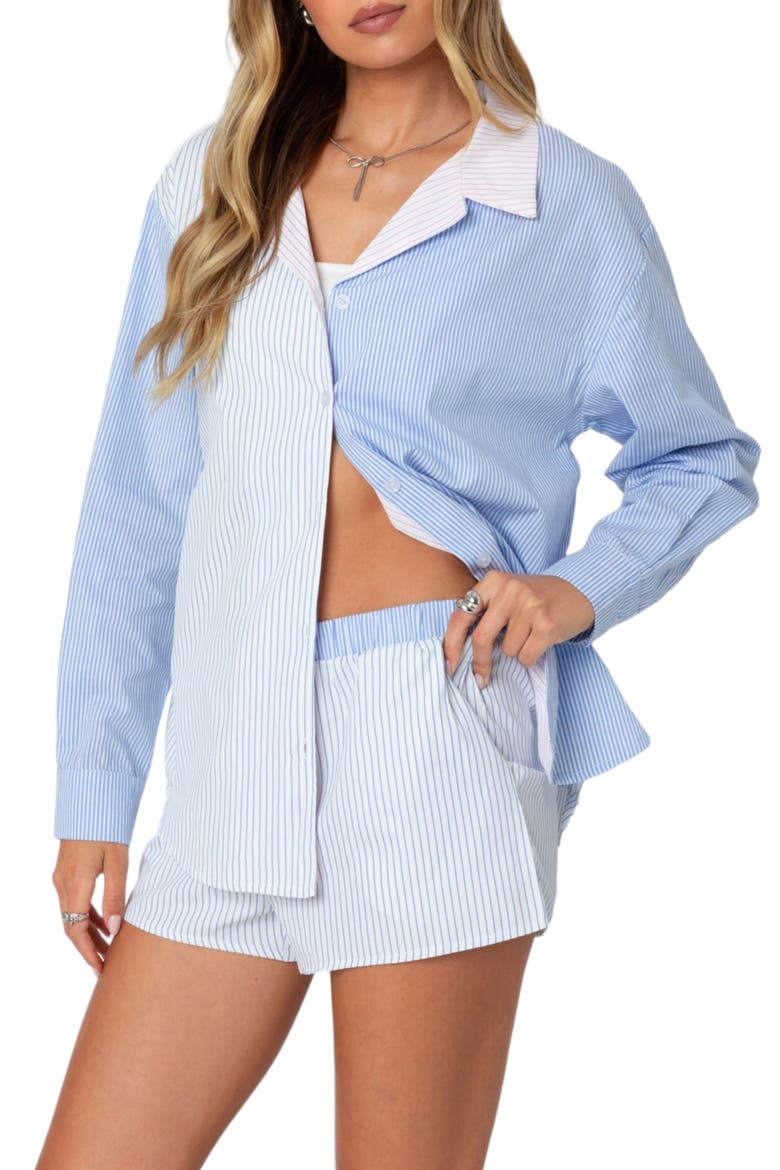 Oaklie Mixed Stripe Button-Up Shirt, Alternate, color, BLUE