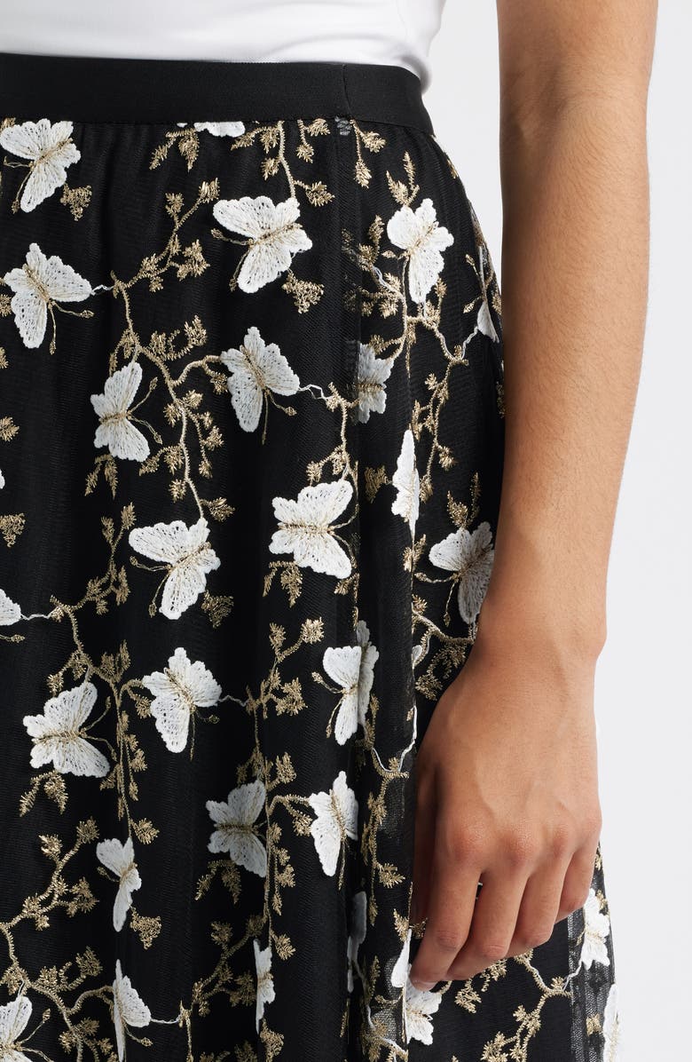 NIKKI LUND Marie Embroidered A-Line Skirt, Alternate, color, Black