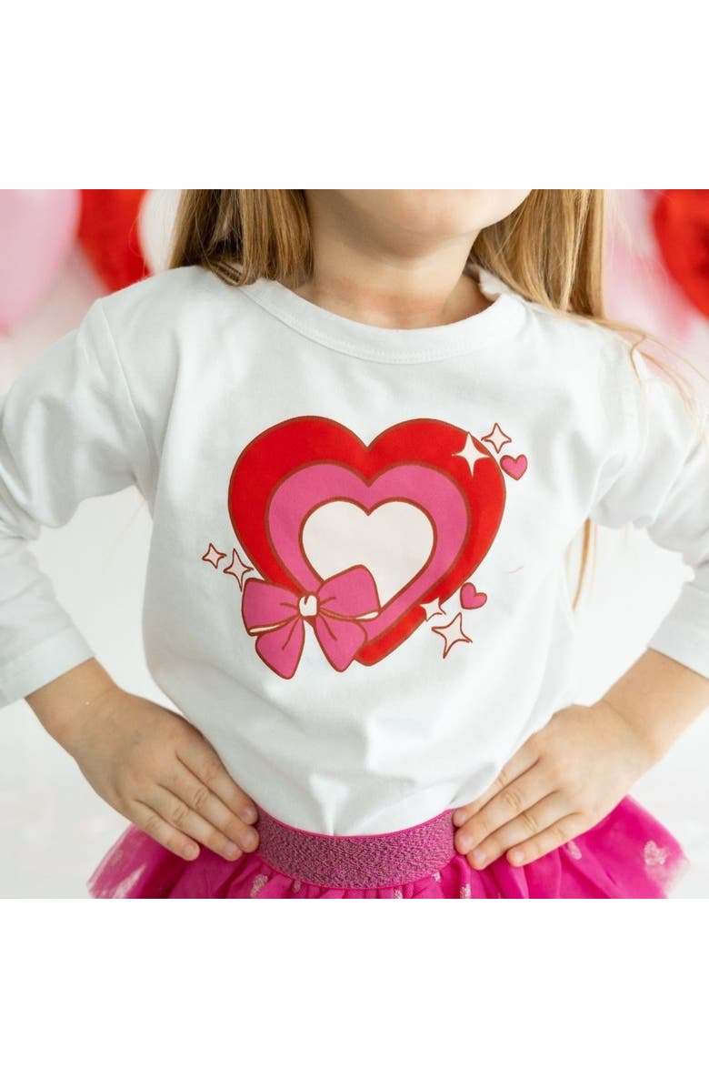 Sweet Wink Bow Love Valentine
s Day Long Sleeve Shirt, Alternate, color, White