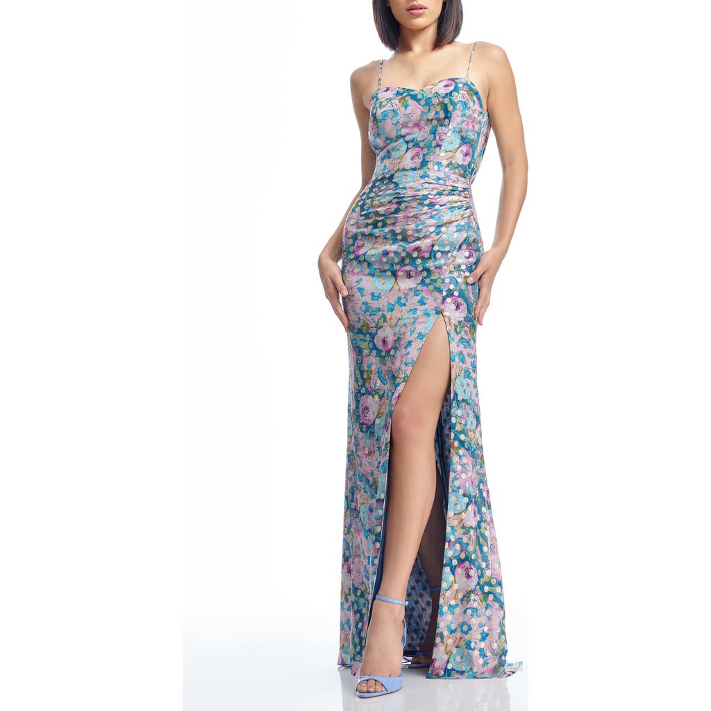 Shop Dress The Population Drae Floral Evening Gown In Capri Multi