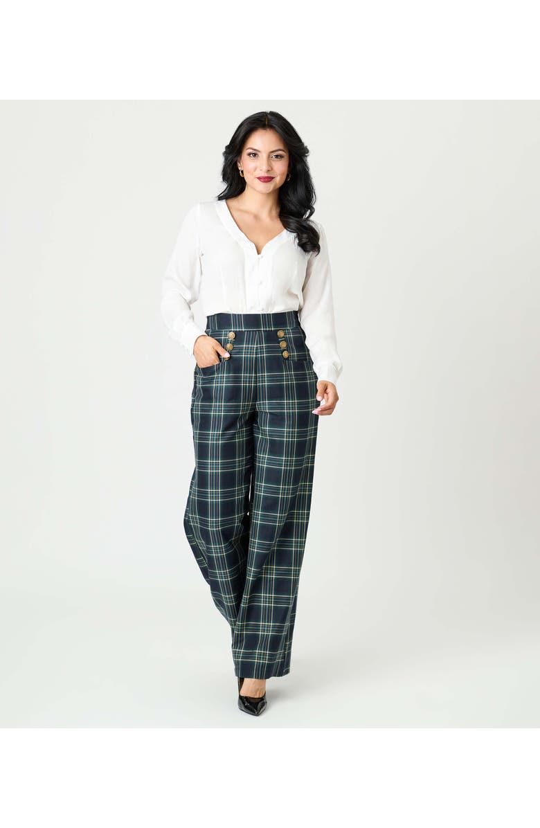 Unique Vintage 1940s Ginger Wide Leg Pants, Main, color, Green