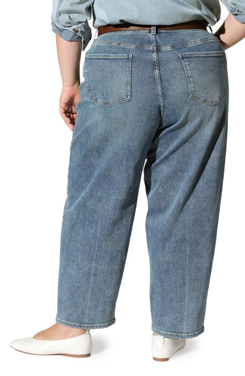 Universal Standard Lou High Waist Barrel Linen Blend Jeans In Blue