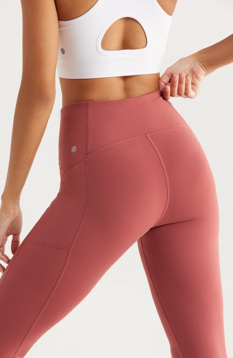 Zella Studio Luxe High Waist Pocket 7/8 Leggings, Alternate, color, Red Jelly