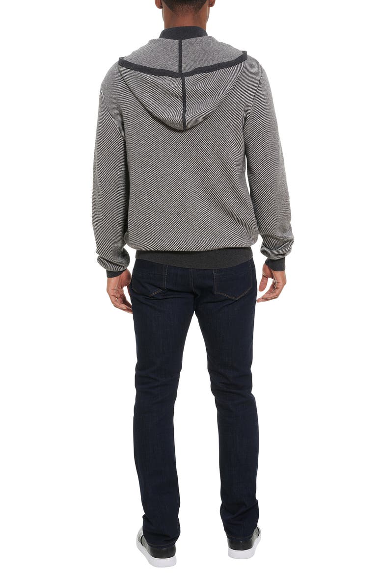 Draco Stripe Cotton & Cashmere Zip Hoodie, Alternate, color, LIGHT GREY