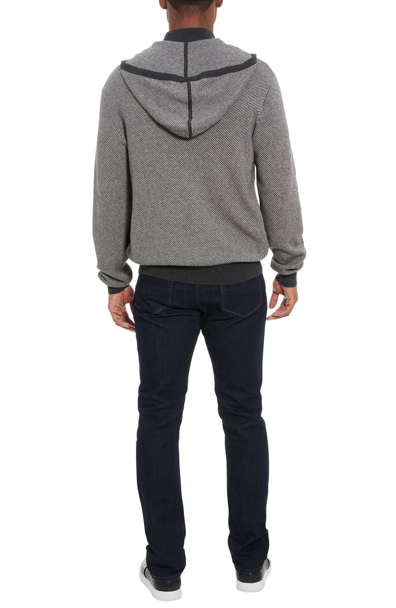 Robert Graham Draco Stripe Cotton & Cashmere Zip Hoodie, Alternate, color, 