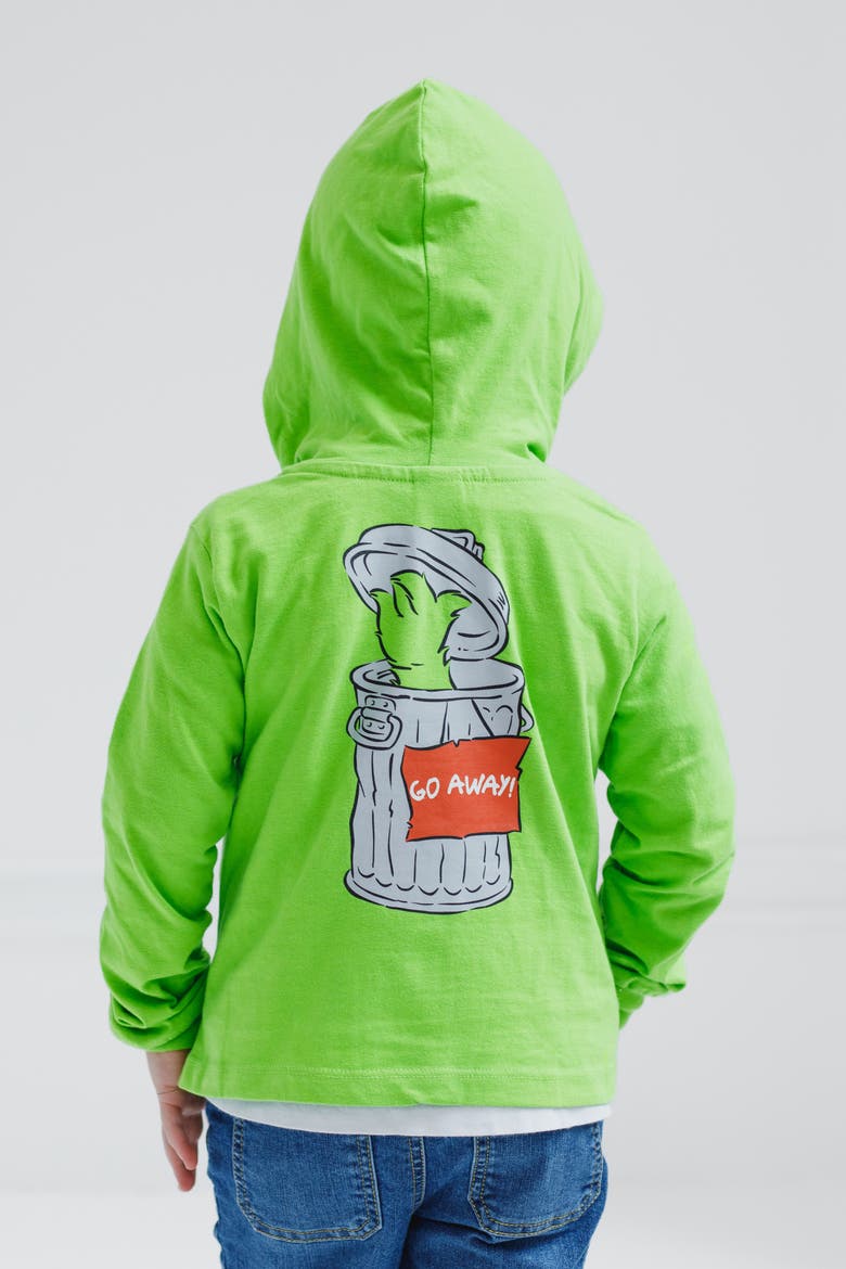 Hooded T-Shirt, Alternate, color, Oscar Grouch Green