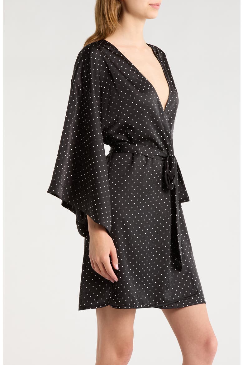 Get Ready with Me Satin Robe, Alternate, color, BLACK- IVORY POLKA DOT
