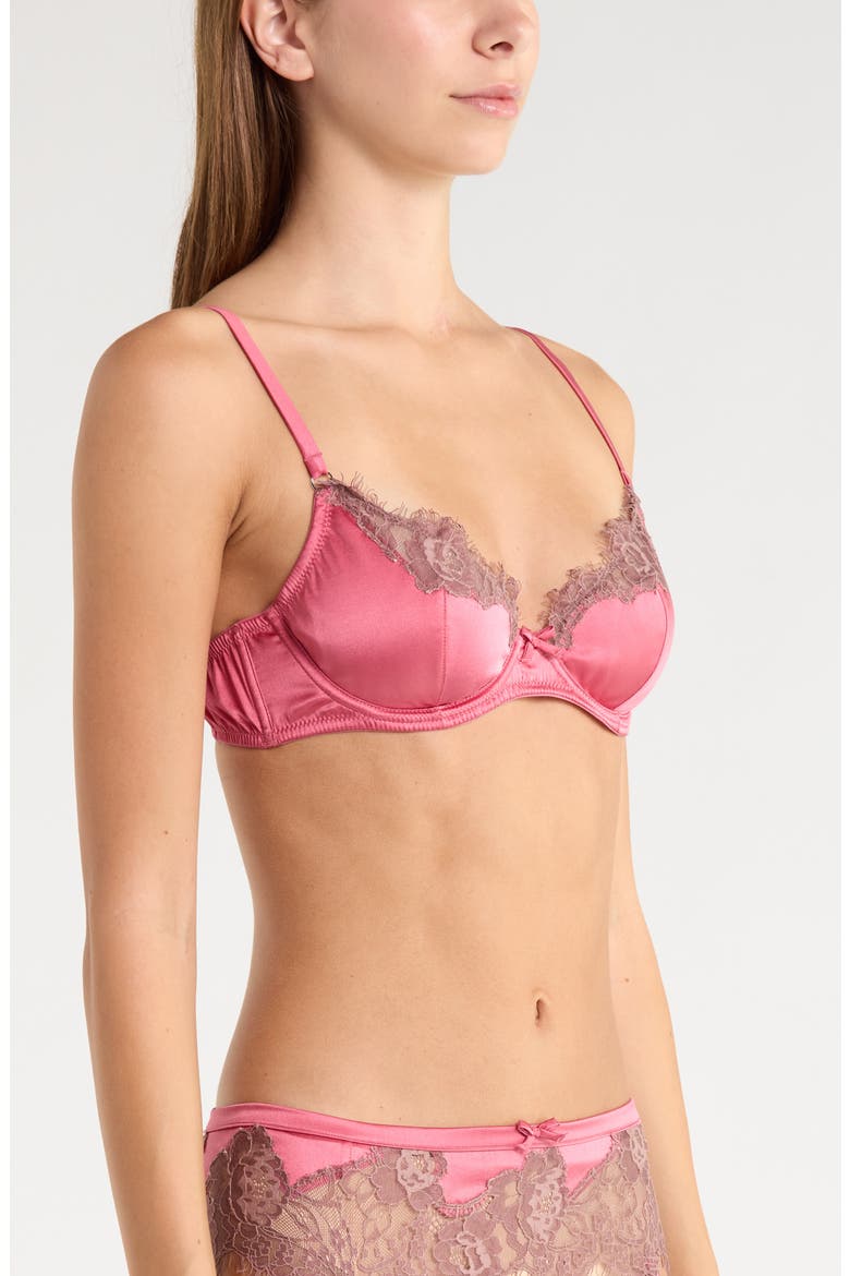 Juliet Lace Trim Underwire Silk Blend Demi Bra, Alternate, color, FRAISE