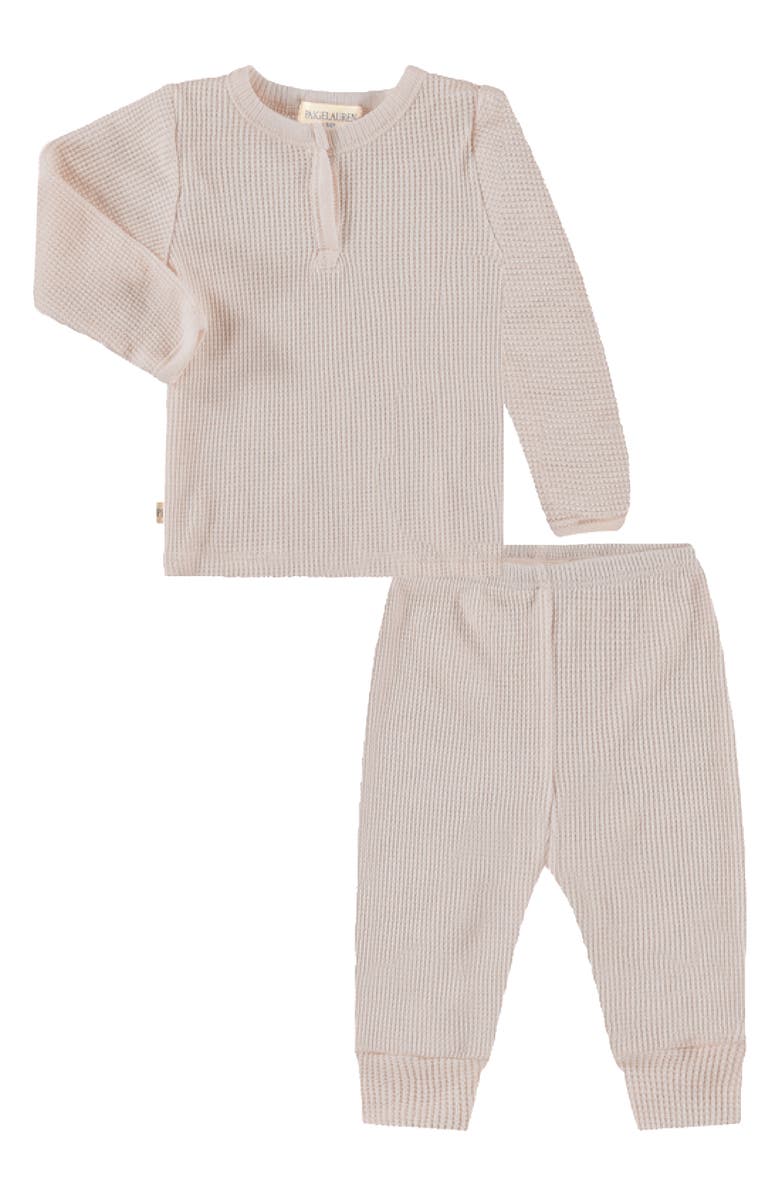 PAIGELAUREN Kids' Thermal Henley T-Shirt & Sweatpants Set, Main, color, 