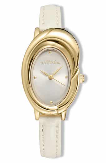 Ettika Sculpted Oval Leather Strap Watch