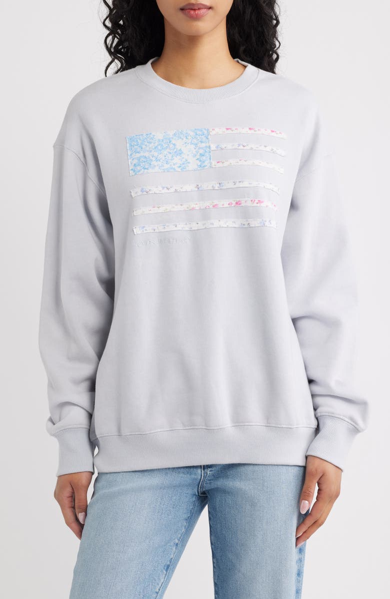 LoveShackFancy Palo Patch Sweatshirt, Main, color, Moonstone
