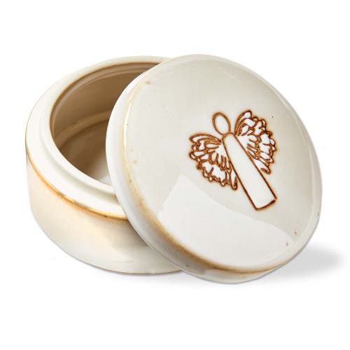 Tag Angel Trinket Dish With Lid Decorative Ceramic Tray Christmas In White