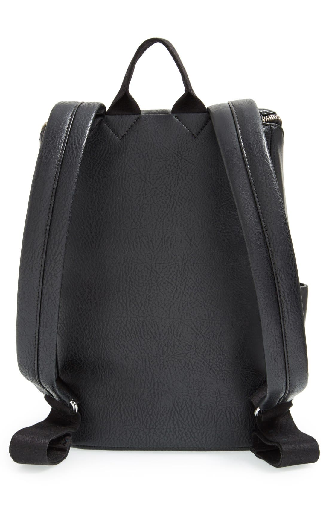 'Brave' Faux Leather Backpack, Alternate, color, BLACK
