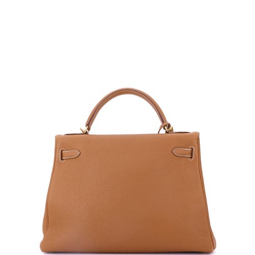 Pre-owned Hermes  Hermes Kelly Handbag Brown Togo With Gold Hardware 32 In Gold