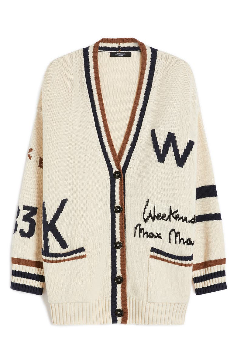 Weekend Max Mara Blasone Oversize Jacquard Cardigan, Alternate, color, Black