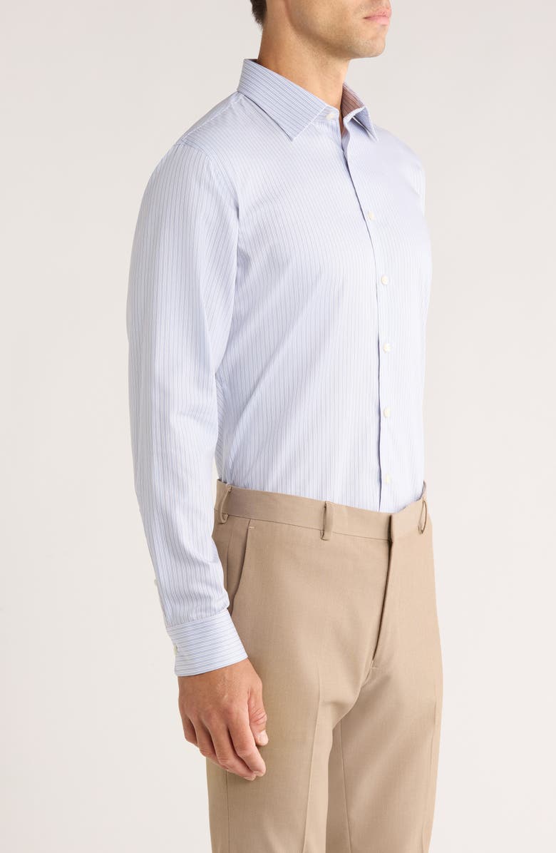 Nordstrom Trim Fit Stripe Premium Non-Iron Cotton Dress Shirt, Alternate, color, Blue Antica Stripe