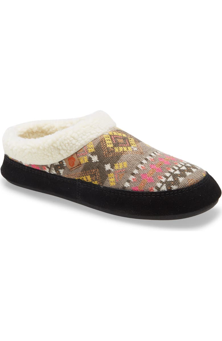 Acorn Fair Isle Hoodback Scuff Slipper, Main, color,