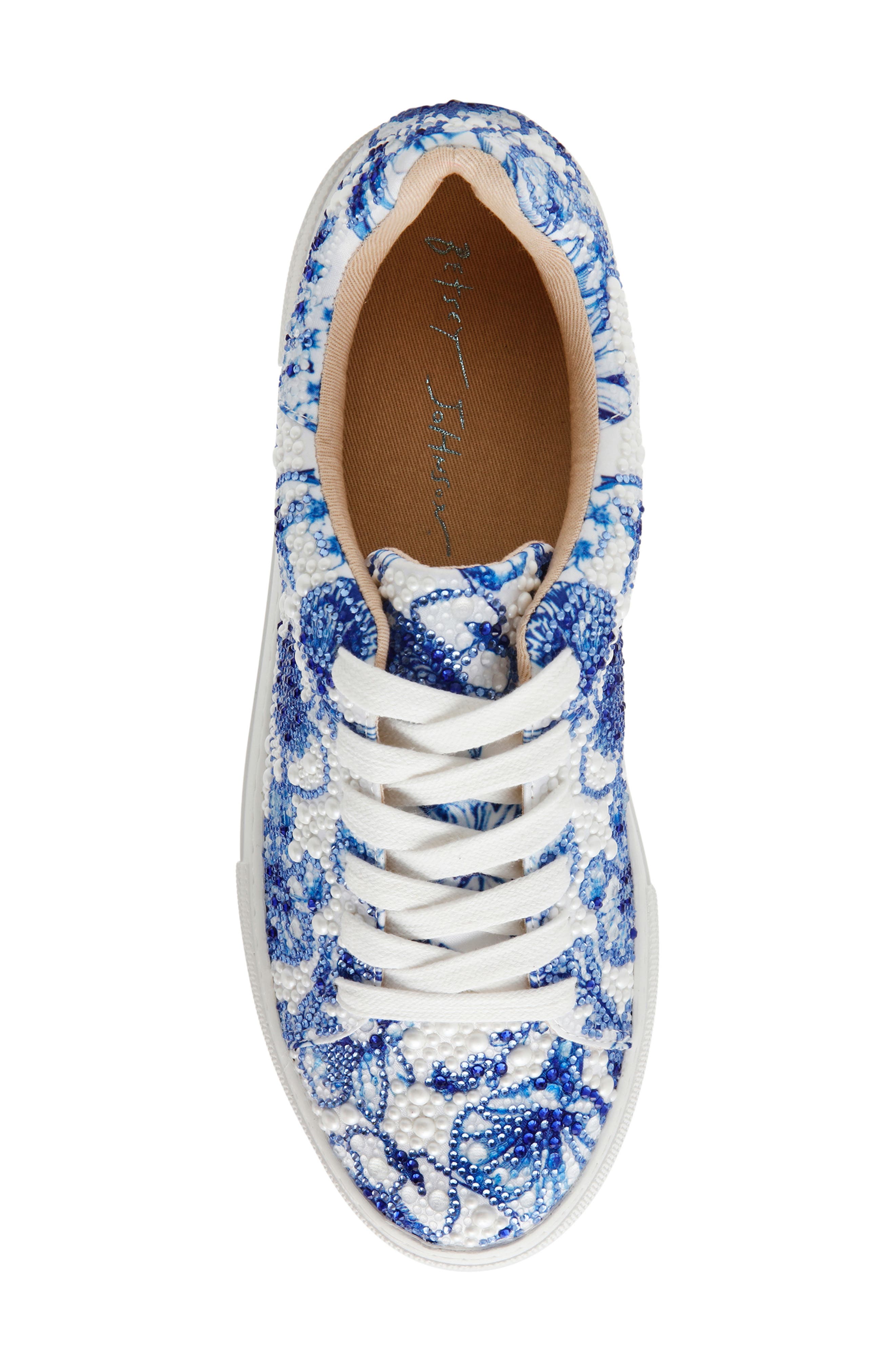 Zoe Platform Sneaker, Alternate, color, WHITE/ BLUE FLORAL