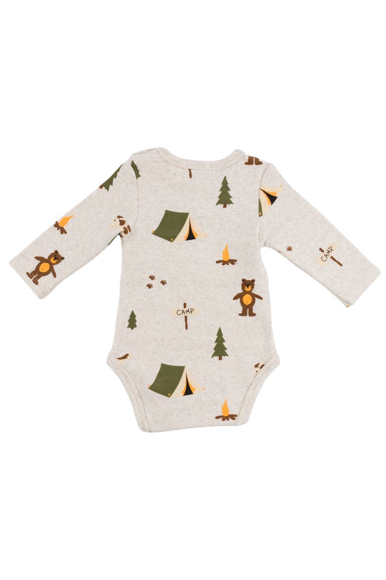 Camping Print Pocket Romper- Infant, Alternate, color, Malt