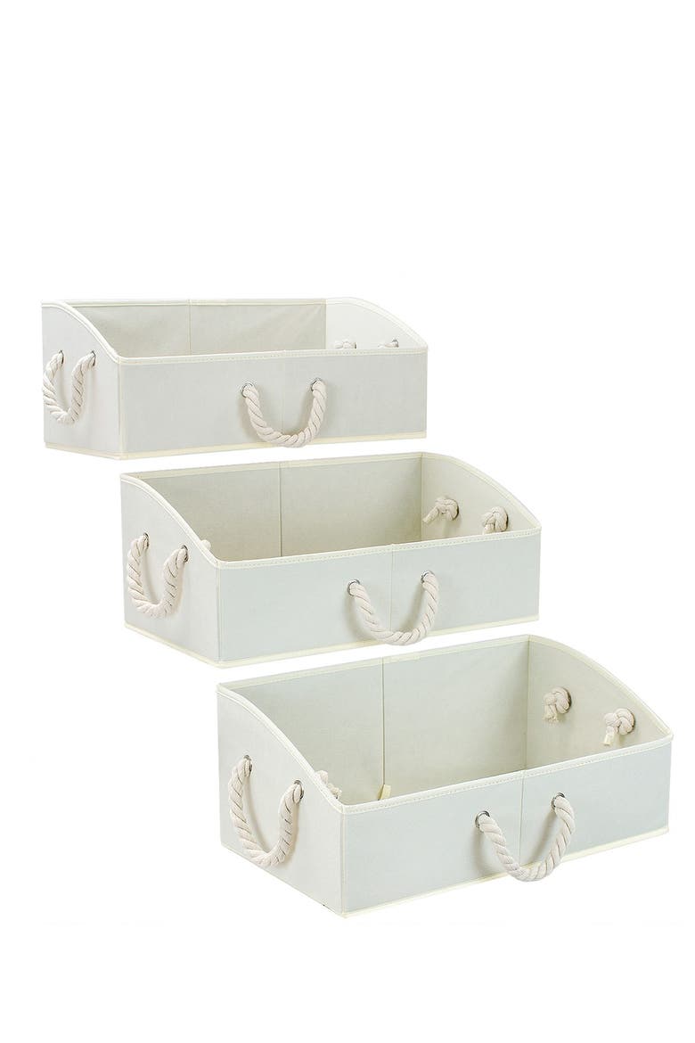 Beige Non-Woven Fabric Trapezoid Storage Box - Pack of 3, Alternate, color, BEIGE