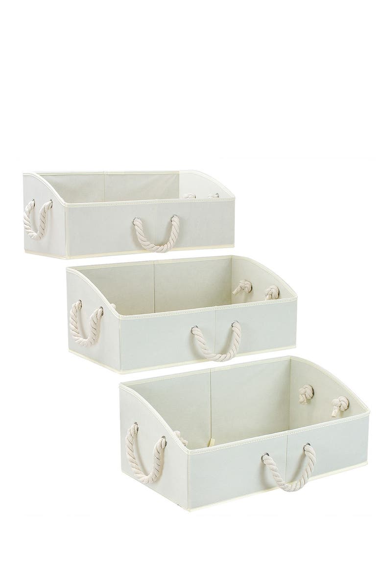 SORBUS Beige Non-Woven Fabric Trapezoid Storage Box - Pack of 3, Alternate, color, Beige