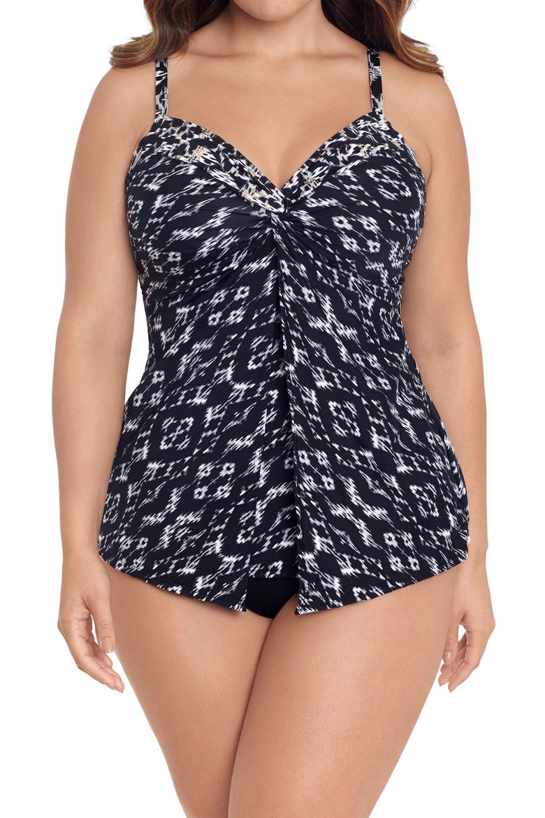 Labyrinth Love Knot Underwire Tankini Swim Top, Main, color, BLACK/WHITE
