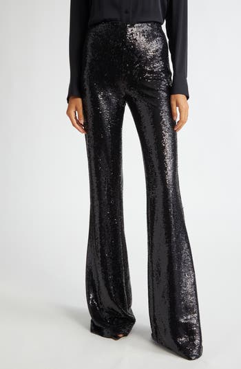 L Agence L'agence Honor Sequin Flare Leg Pants In Black
