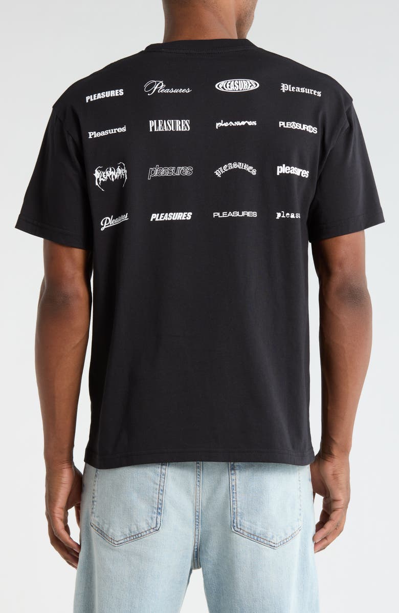 PLEASURES Wordmark Logo Cotton T-Shirt, Alternate, color, Black