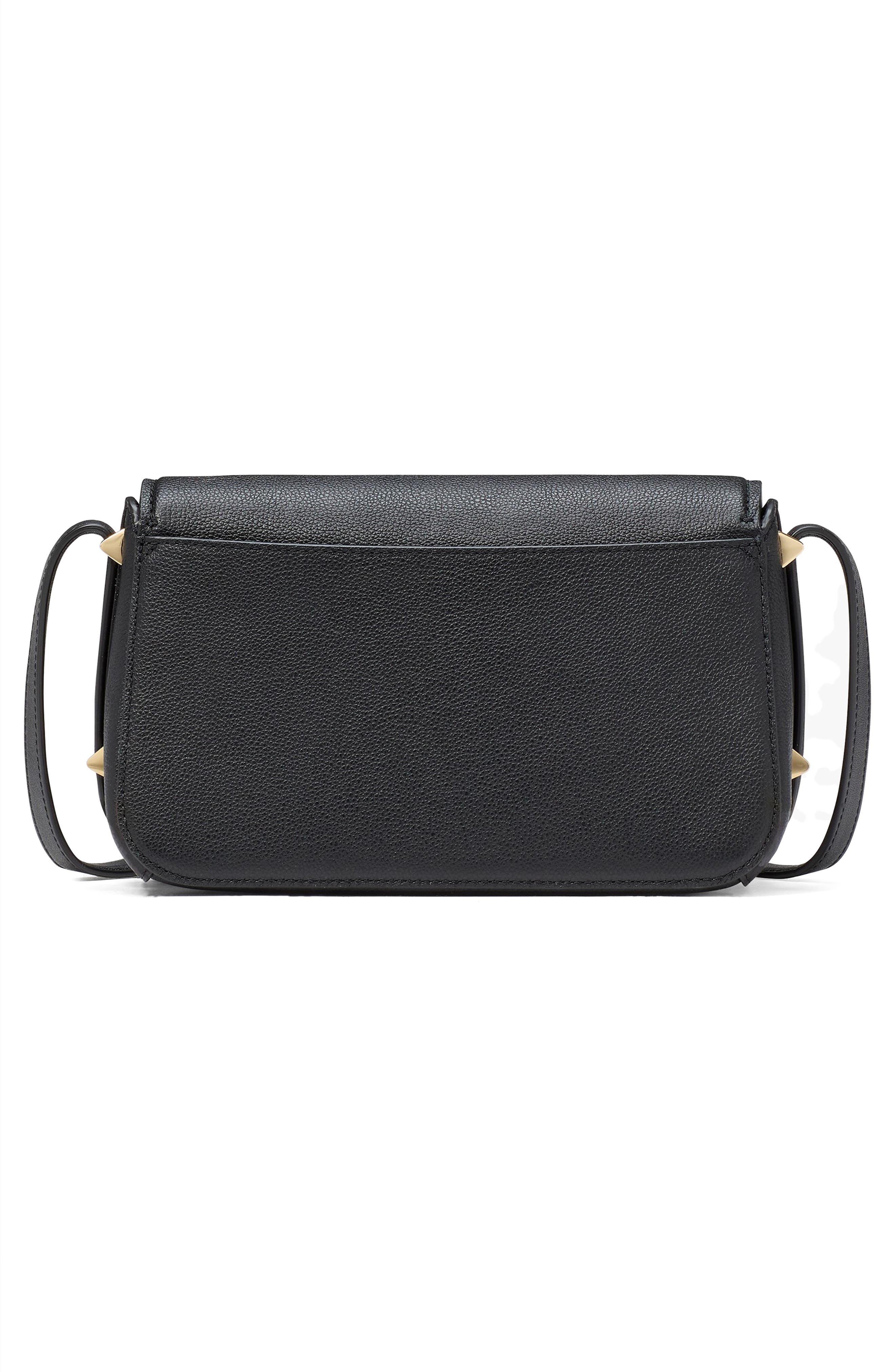 small liv pebble leather flap crossbody bag, Alternate, color, BLACK