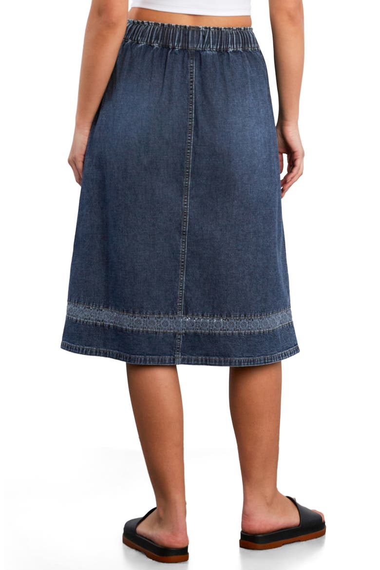 Daisy Chain Inset Denim Drawstring Skirt, Alternate, color, PETAL DENIM