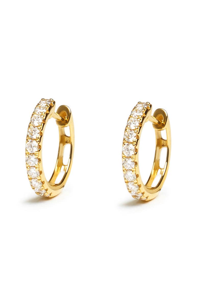 ZARUX Bold Diamond Huggies, Main, color, Yellow Gold