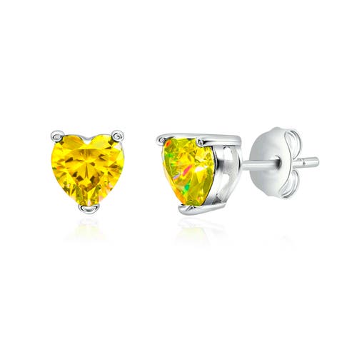 Donatello Gian Sterling Silver Yellow Heart Studs In Metallic
