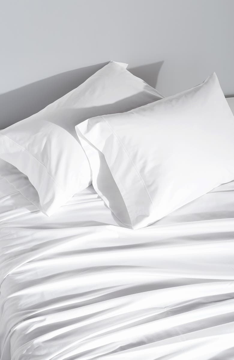 Donna Karan New York Indulgence Cotton & Silk Flat Sheet, Alternate, color, White