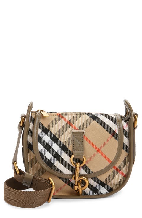 Mini B Clip Check Coated Canvas Messenger Bag