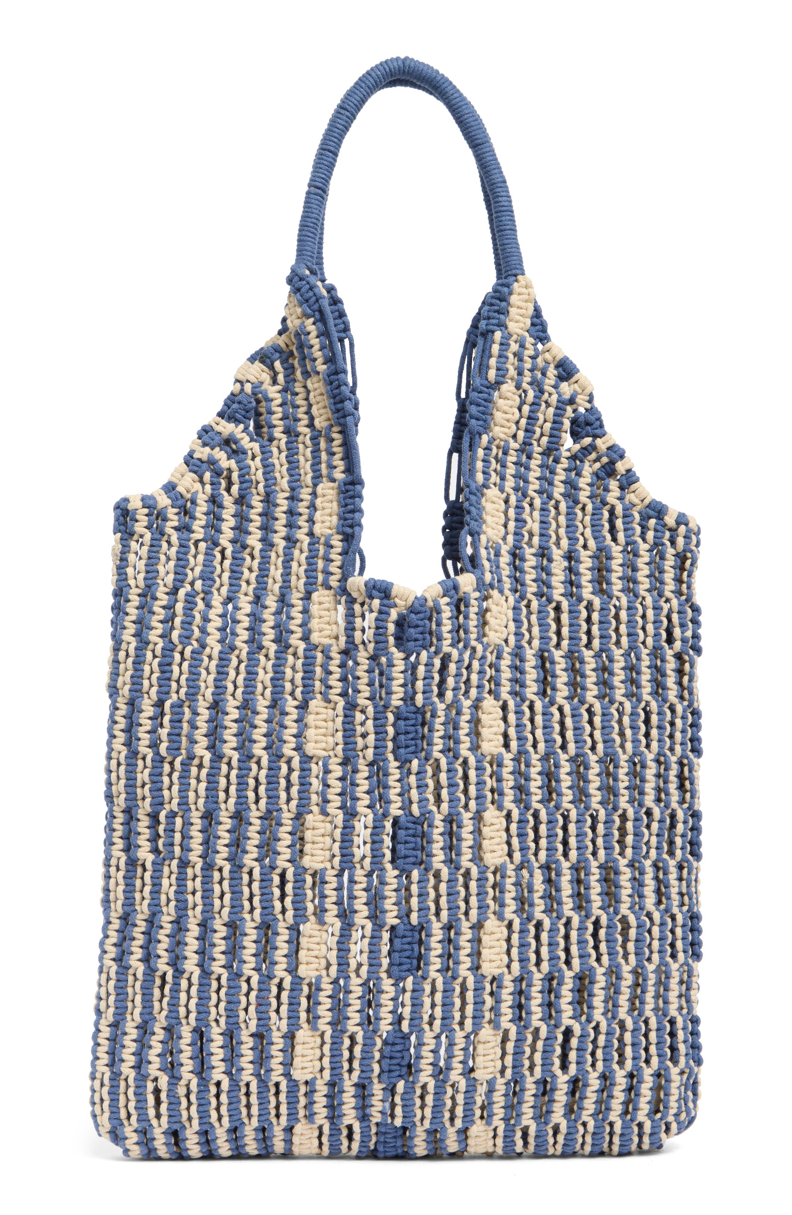 Collection XIIX Macrame Stripe Tote Bag, Alternate, color, Blue Multi