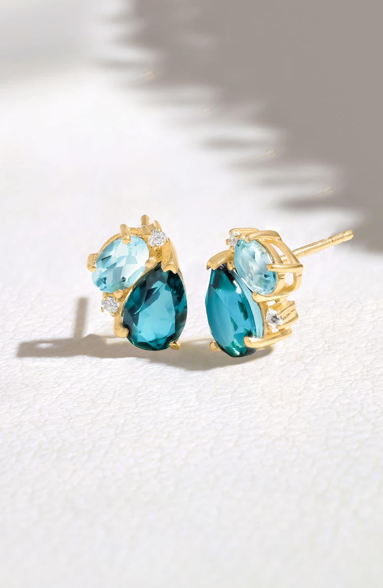 YS GEMS Blue Topaz, Quartz & White Topaz Stud Earrings, Alternate, color, 