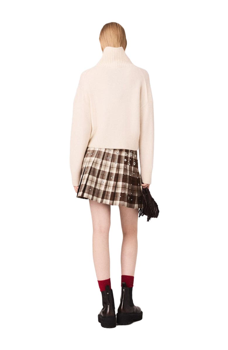 maje Rhinestone checked kilt, Alternate, color, Big Brown Check