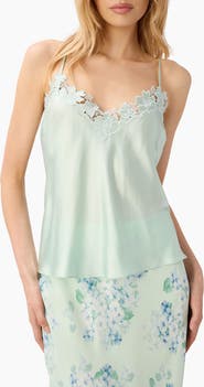 CAMI NYC Rafa Lace Trim Silk Charmeuse Camisole