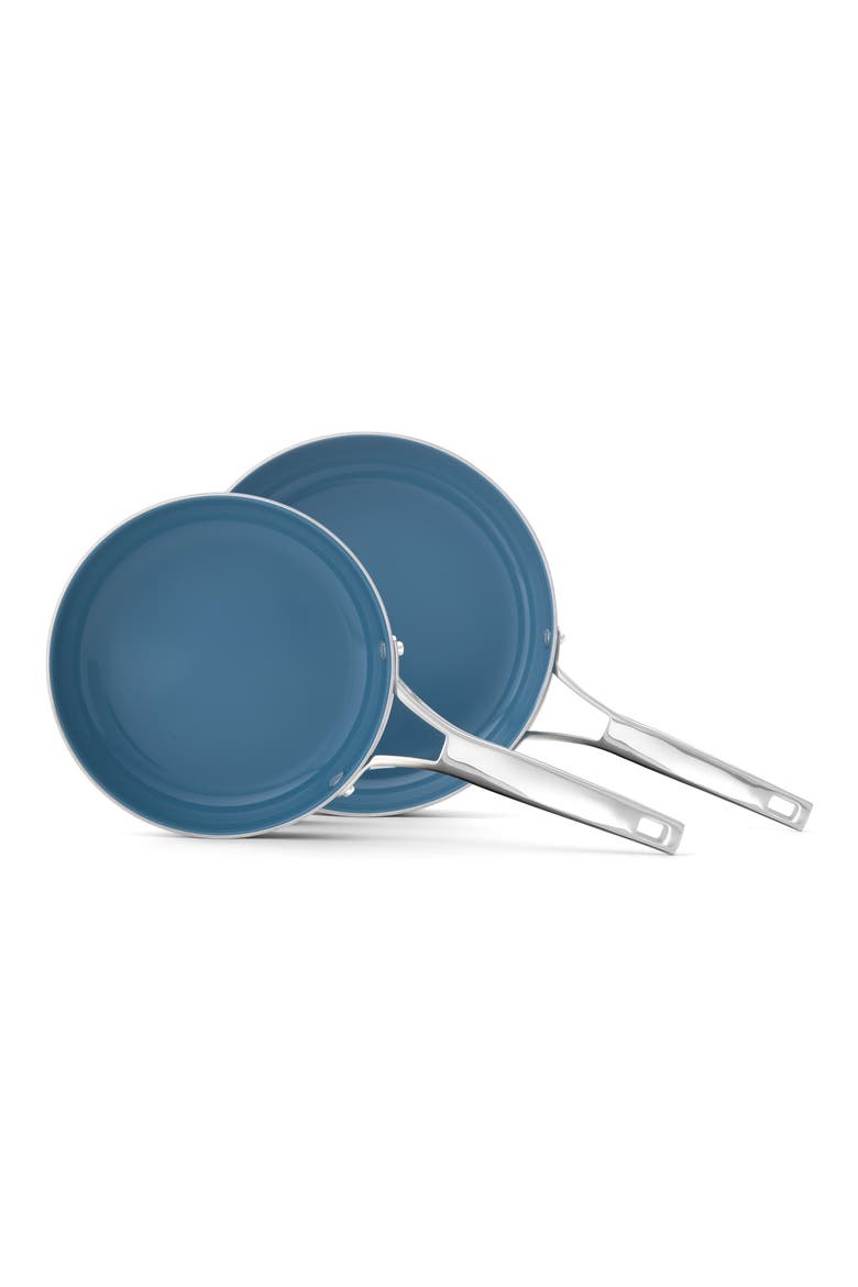 Premier 2-Piece Ceramic Nonstick Stainless Steel Fry Pan Set, Alternate, color, BLUE