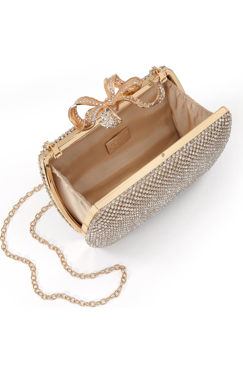 Jewel Badgley Mischka Cassia Crystal Minaudiere w. Bow Clasp, Alternate, color, Gold