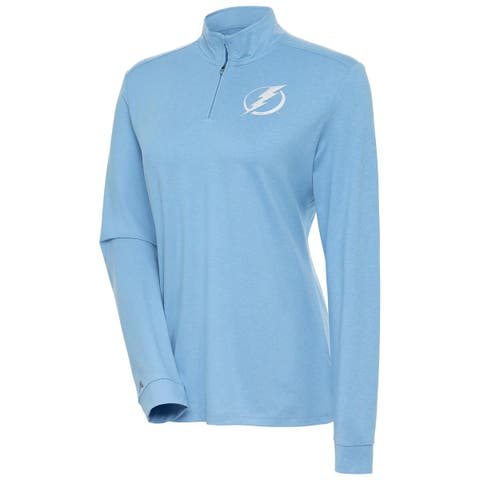 Women's Antigua Light Blue Tampa Bay Lightning White Logo Mentor Quarter-Zip Jacket