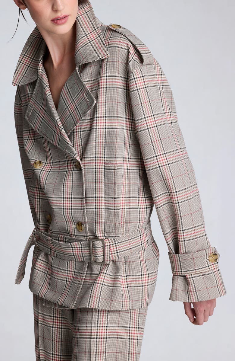 Kenneth Cole Belted Trench Coat, Alternate, color, Oyster Multi