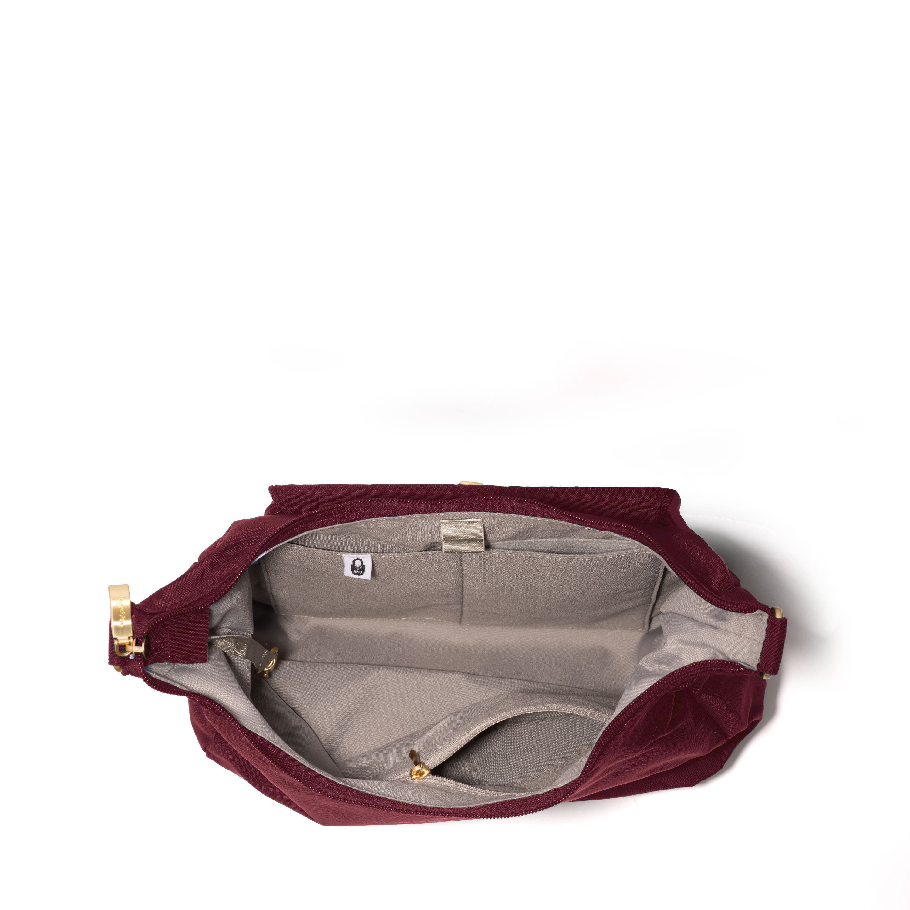 Coastal Flip Lock Half Moon Bag, Alternate, color, Jam With Gold Hardware