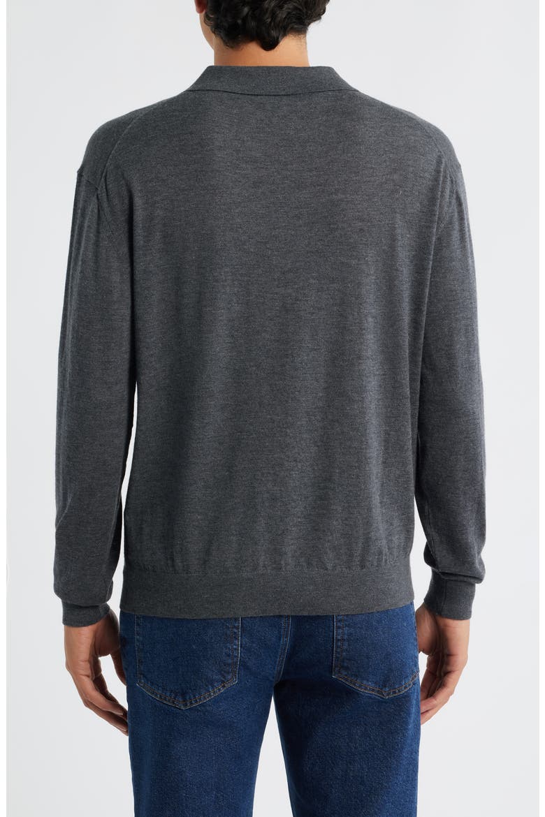 Superfine Merino Wool & Cashmere Polo Sweater, Alternate, color, GREY MELANGE