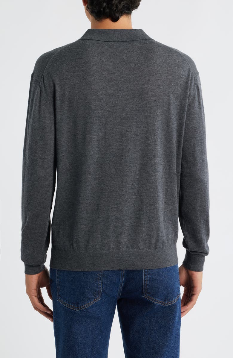 FRAME Superfine Merino Wool & Cashmere Polo Sweater, Alternate, color, Grey Melange