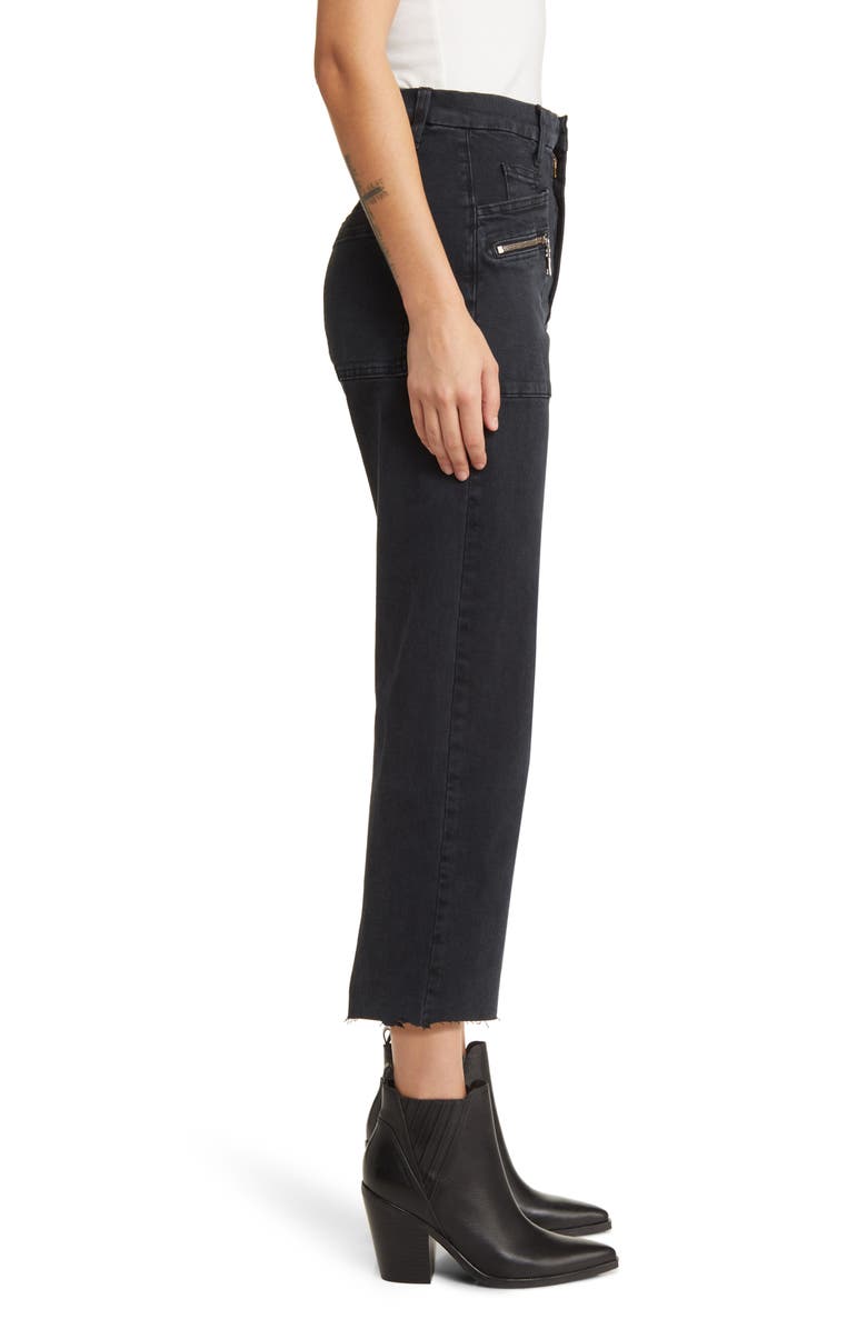 LE JEAN Zip Pocket High Waist Raw Hem Crop Biker Jeans, Alternate, color, 