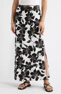 Open Edit Linen Blend Column Maxi Skirt
