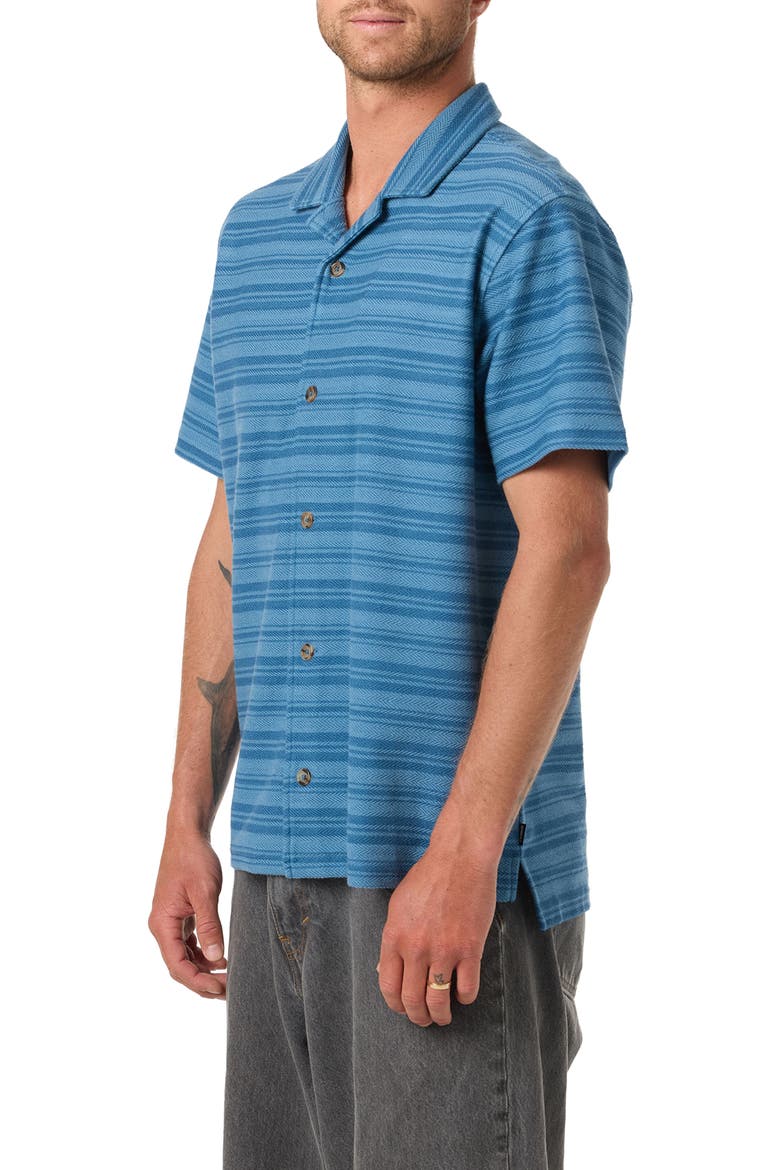 Country Club Stripe Knit Camp Shirt, Alternate, color, CAPTAINS BLUE