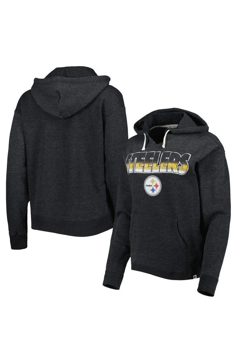 '47 Women's '47 Black Pittsburgh Steelers Color Rise Kennedy Pullover Hoodie, Main, color,
